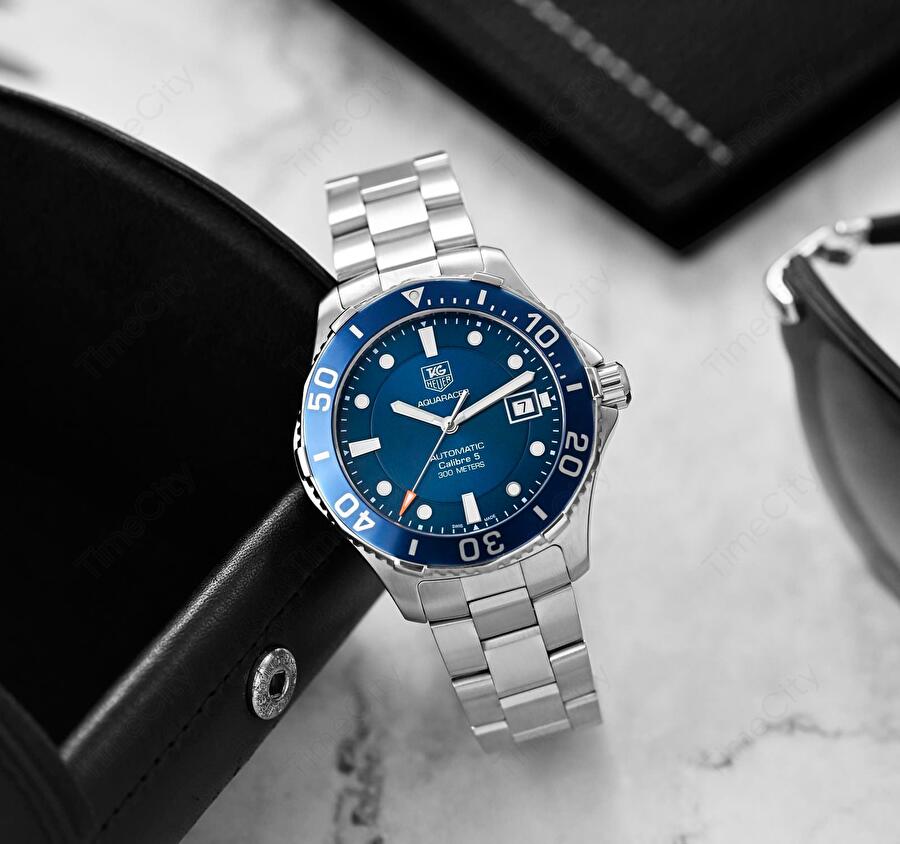 Tag Heuer Aquaracer Caliber 5 Automatic Blue Dial Silver Steel Strap Watch for Men - WAN2111.BA0822