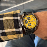 Fossil Tourer Yellow Dial Black Silicon Strap Watch for Men - FS6044