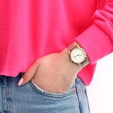 Fossil Commuter White Dial Gold Steel Strap Watch for Women - ES4332