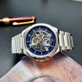 Fossil Evanston Blue Dial Silver Steel Strap Watch for men - BQ2620