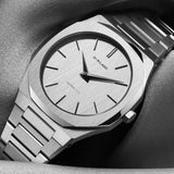 D1 Milano Ultra Thin Linen White Dial Silver Steel Strap Watch for Unisex - D1-UTBJ23