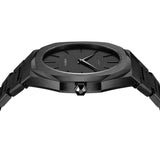 D1 Milano Ultra Thin Shadow Black Dial Black Steel Strap Watch for Men - D1-UTBJSH