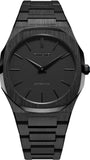 D1 Milano Ultra Thin Shadow Black Dial Black Steel Strap Watch for Men - D1-UTBJSH