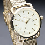 Fossil Commuter White Dial Gold Steel Strap Watch for Women - ES4332