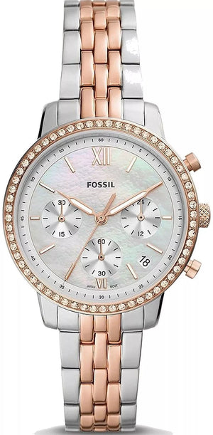 Fossil Neutra White Dial Two Tone Steel Strap Watch for Women - ES5279