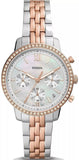 Fossil Neutra White Dial Two Tone Steel Strap Watch for Women - ES5279