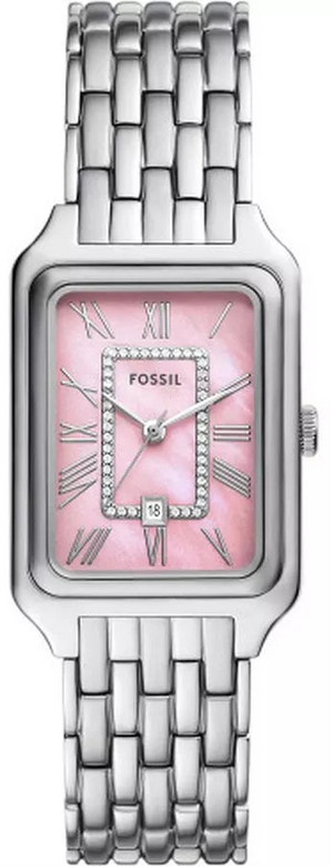 Fossil Raquel Pink Dial Silver Steel Strap Watch for Women - ES5401