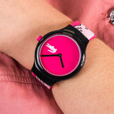 Lacoste Goa Pink Dial Two Tone Silicon Strap Watch for Women - 2020115