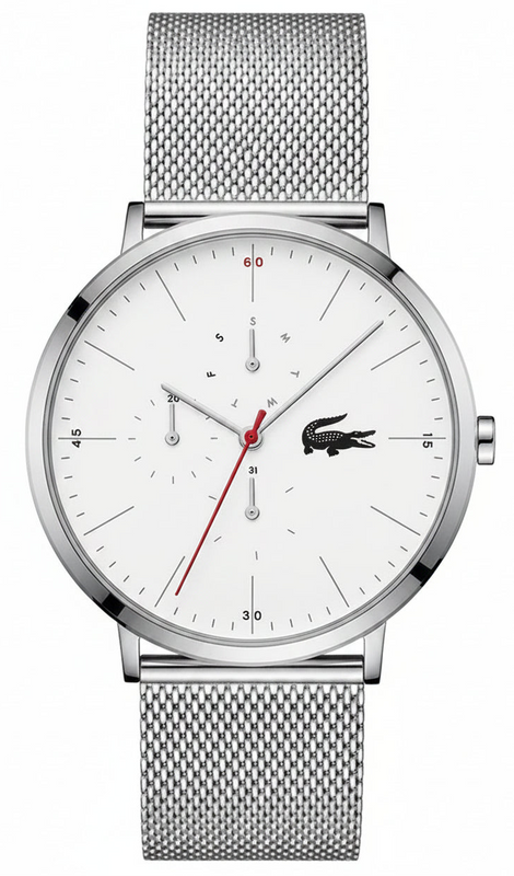 Lacoste Moon White Dial Silver Steel Strap Watch for Men - 2011025