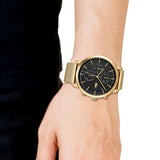 Lacoste Replay Black Dial Gold Steel Strap Watch for Men - 2011195