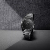 D1 Milano Ultra Thin Black Dial Gray Steel Strap Watch for Men - D1-UTBJ15