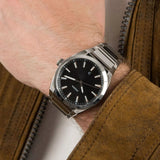 Fossil Everett Black Dial Silver Steel Strap Watch for Men- FS5821