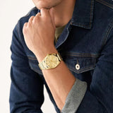 Fossil Everett Gold Dial Gold Steel Strap Watch for Men- FS5965