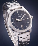 Fossil Machine Blue Dial Silver Steel Strap Watch for Men - FS5340