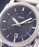 Fossil Machine Blue Dial Silver Steel Strap Watch for Men - FS5340