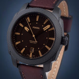 Fossil Machine Brown Dial Brown Leather Strap Watch for Men - FS5972