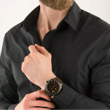 Fossil Machine Brown Dial Brown Leather Strap Watch for Men - FS5972