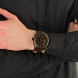 Fossil Machine Brown Dial Brown Leather Strap Watch for Men - FS5972