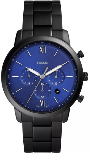 Fossil Neutra Blue Dial Black Steel Strap Watch for Men - FS5698