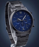 Fossil Neutra Blue Dial Black Steel Strap Watch for Men - FS5698