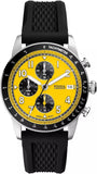 Fossil Tourer Yellow Dial Black Silicon Strap Watch for Men - FS6044
