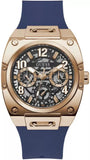 Guess Prodigy Multifunction Navy Blue Dial Blue Silicone Strap Watch For Men - GW0569G3